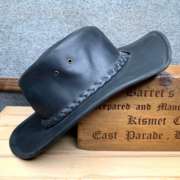 Vintage Henschel Outback Leather Black Hat
